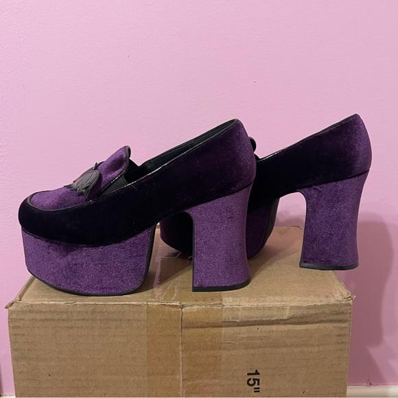 Strange Cvlt cult bat velvet platform heels shoes goth gothic vampire dolls kill - Picture 5 of 7